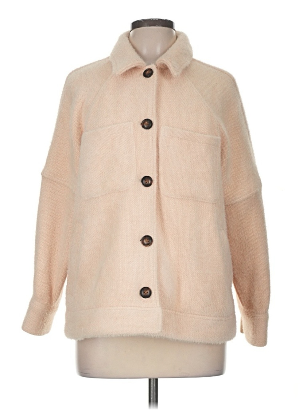 Anthropologie Greylin Cream Button-Front Teddy Jacket